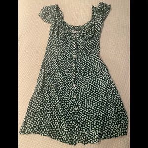 With jéan green floral dress